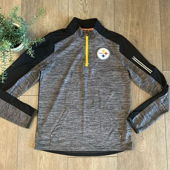 NWOT BOYS STEELERS FOOTBALL QUARTER ZIP SIZE LARGE PERFECT CONDITION - Picture 1 of 6